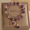 1Pc Fashion Purple Crystal Beads Elastic Bracelet With Flower Pendent Perfect For Women Jewelry Gift