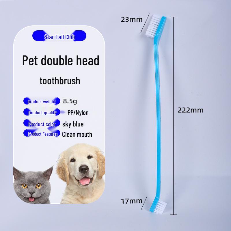 Double-Head Pet Toothbrush for Dogs and Cats - Long Handle for Oral Cleaning