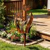 2 Stück Vogel und Wildblume Metall Gartenstecker Vintage Rost Außenpflanzenstecker Dekorative Hofkunst für Terrasse Rasen Veranda Dekoration