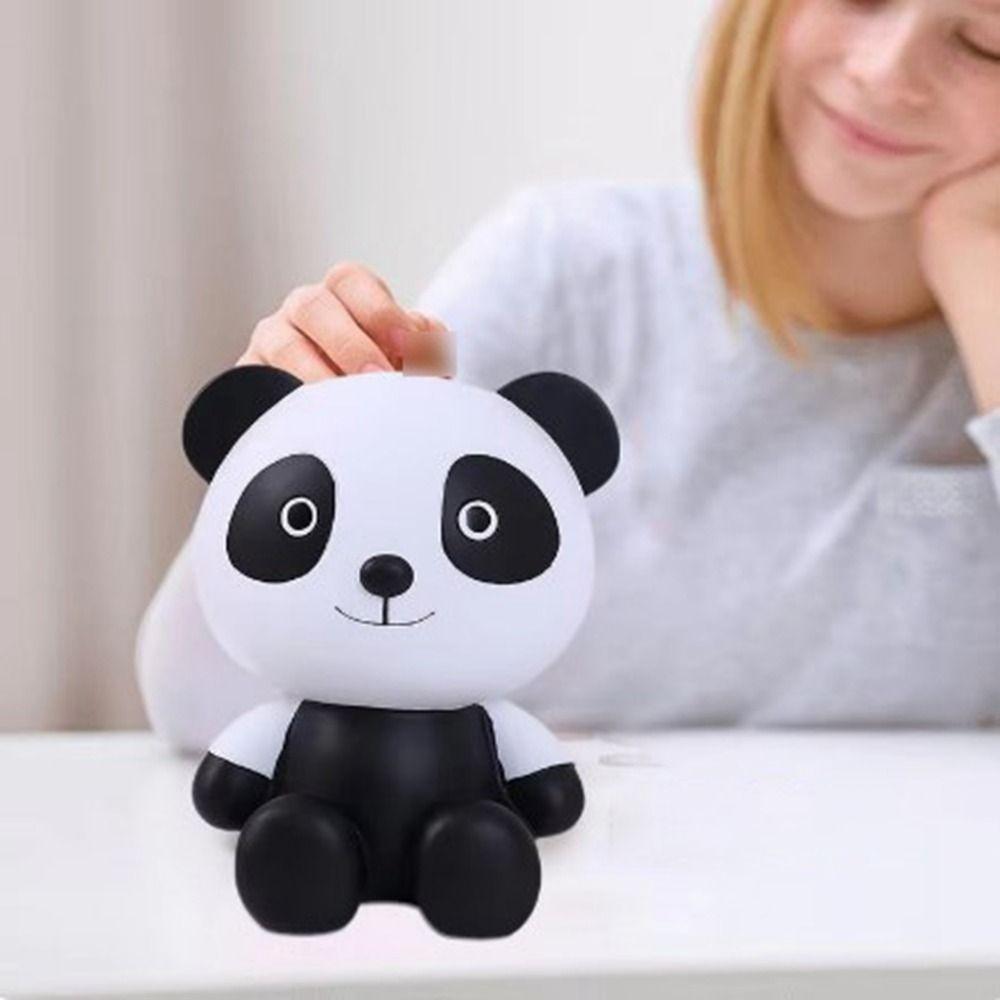 Cartoon Little Panda Piggy Bank Handmade Desktop Panda Ornament Animal Saving Jar Festival Gift