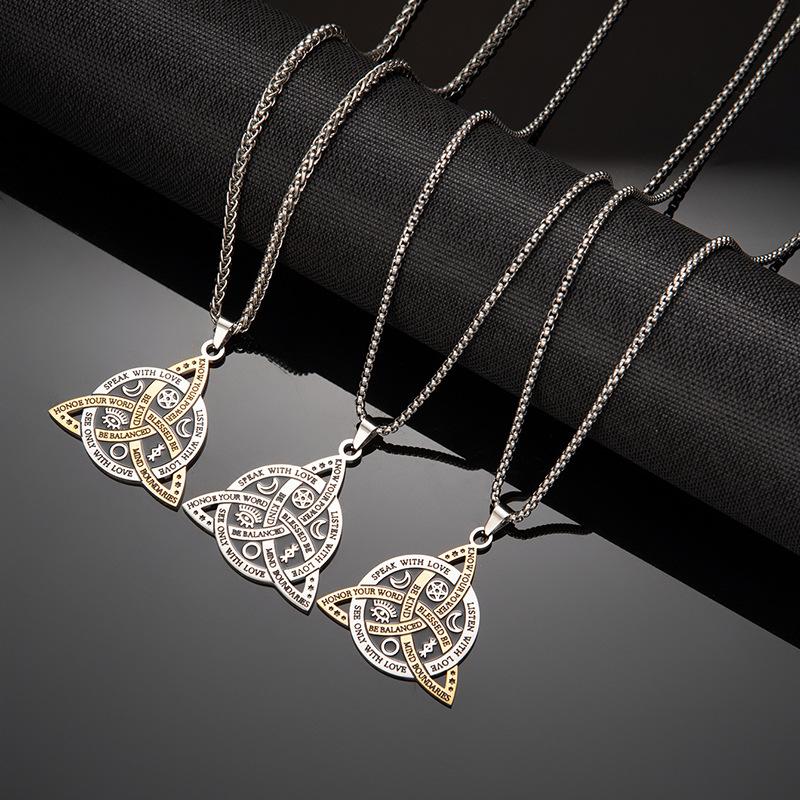 Hip-hop Rock Retro Triangle Necklace with Titanium Steel Chain Sweatshirt Chain