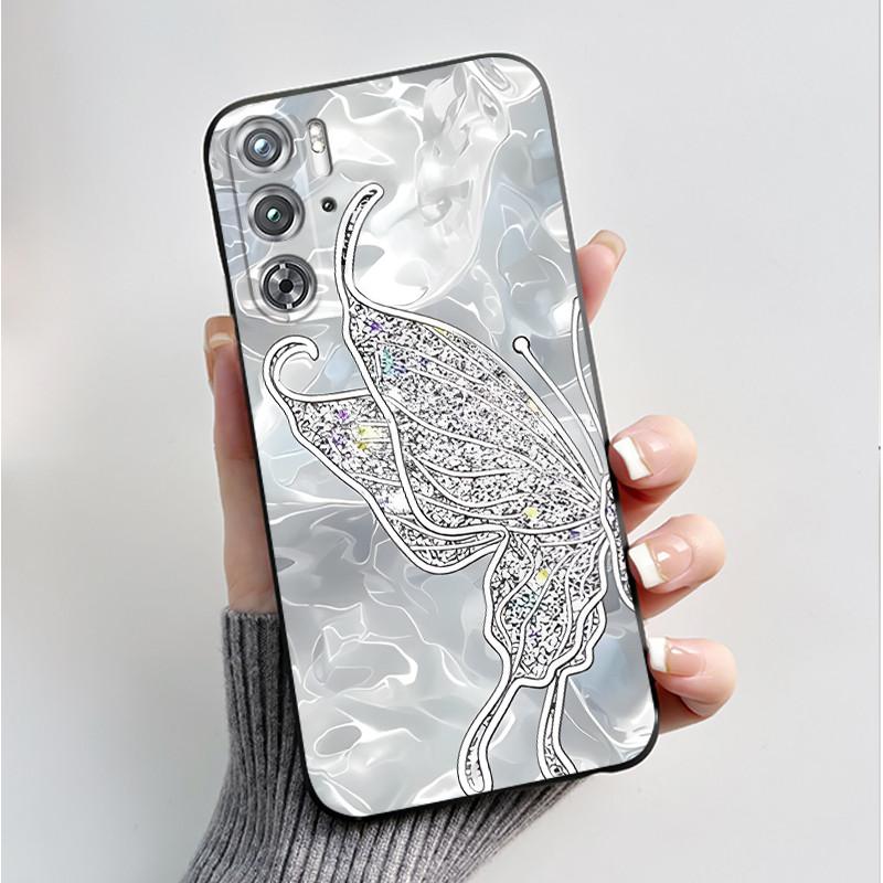 Per ZTE nubia Red Magic 9 Magic9 9S Pro Plus 5G Custodia Moda Farfalle Fiori Sottile Nera Morbida TPU Retro Opaco Copertura Protettiva