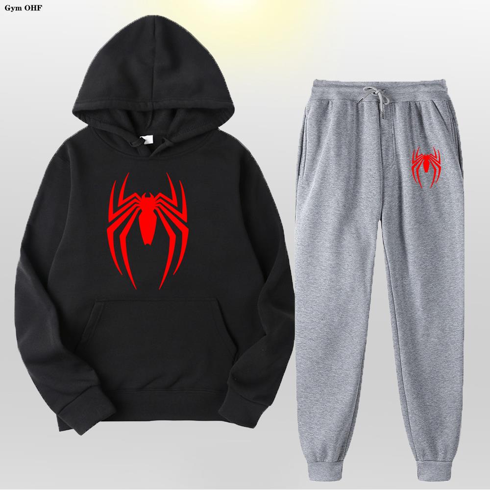 Women Men's Tracksuit Spider 2 Pieces Set Sweatshirt + Sweatpants Sportswear Hoody Casual Streetwear Men Clothing Hoodies Suit