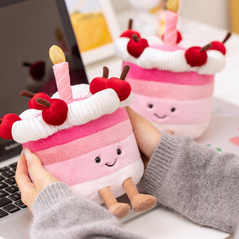 Cherry Cake Doll Rainbow Plush Toy - Birthday Cake Simulation