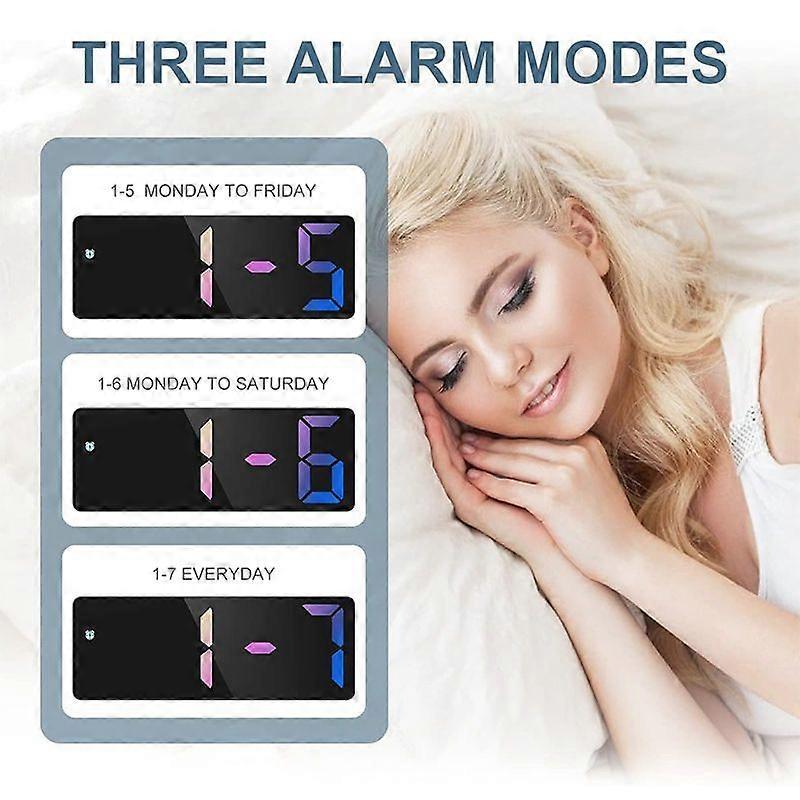 Upgraded Digital Alarm Clock, LED Clock for Bedroom, Electronic Desktop Clock with Temperature Display, Adjustable Brightness, Voice Control, 12/24H D