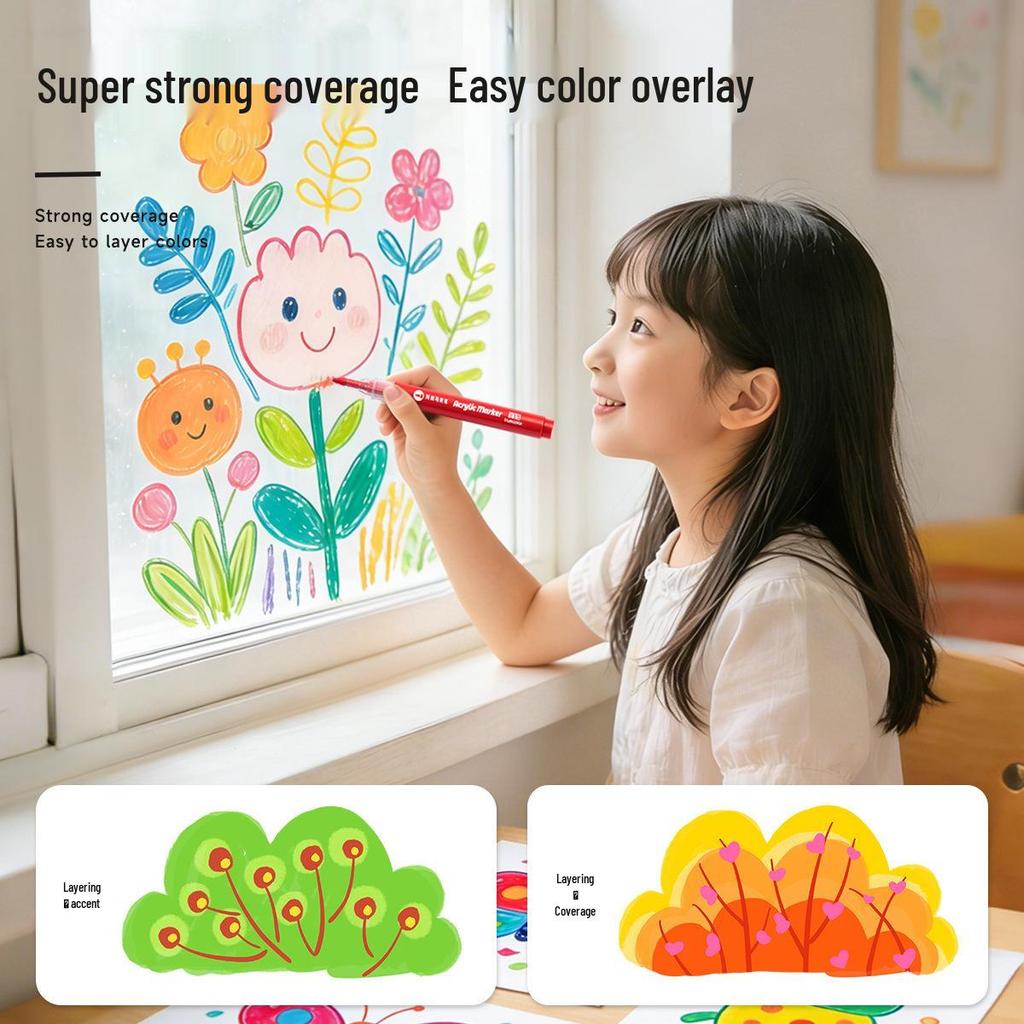 True Color Stackable Acrylic Marker Box - 60 Opaque Colors for Strong Coverage and Children's Drawing