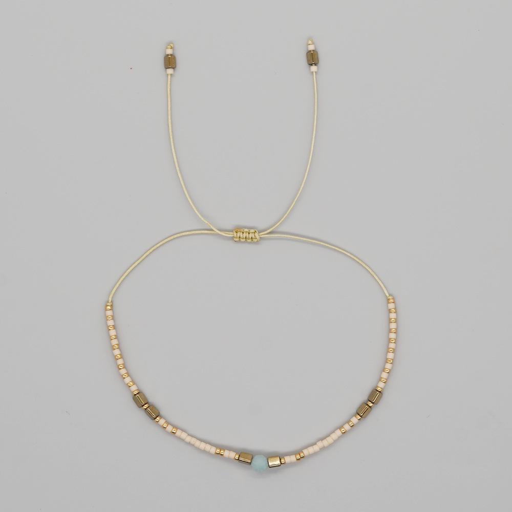 Trendy Deep Blue & Gold Rice Bead Pearl Hand Bracelet: Niche Design Women's Fashion Accessory