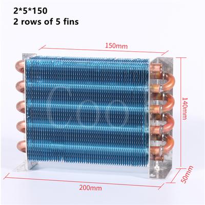 Condenser Radiator Heat Refrigeration Parts Heat Exchanger Copper Tube Aluminum Fins 3*5*160 3 Rows 5 Fins