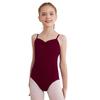 Girls Ballet Leotard Sleeveless Backless Adjustable Spaghetti Straps Ruched Bodysuit Gymnastics Wear