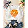 European Sizes Kids Sweatshirts, Girls' Autumn Winter Orange Slice Splash Print Long Sleeve Round Neck Sweatshirt, Casual Daily Wear.