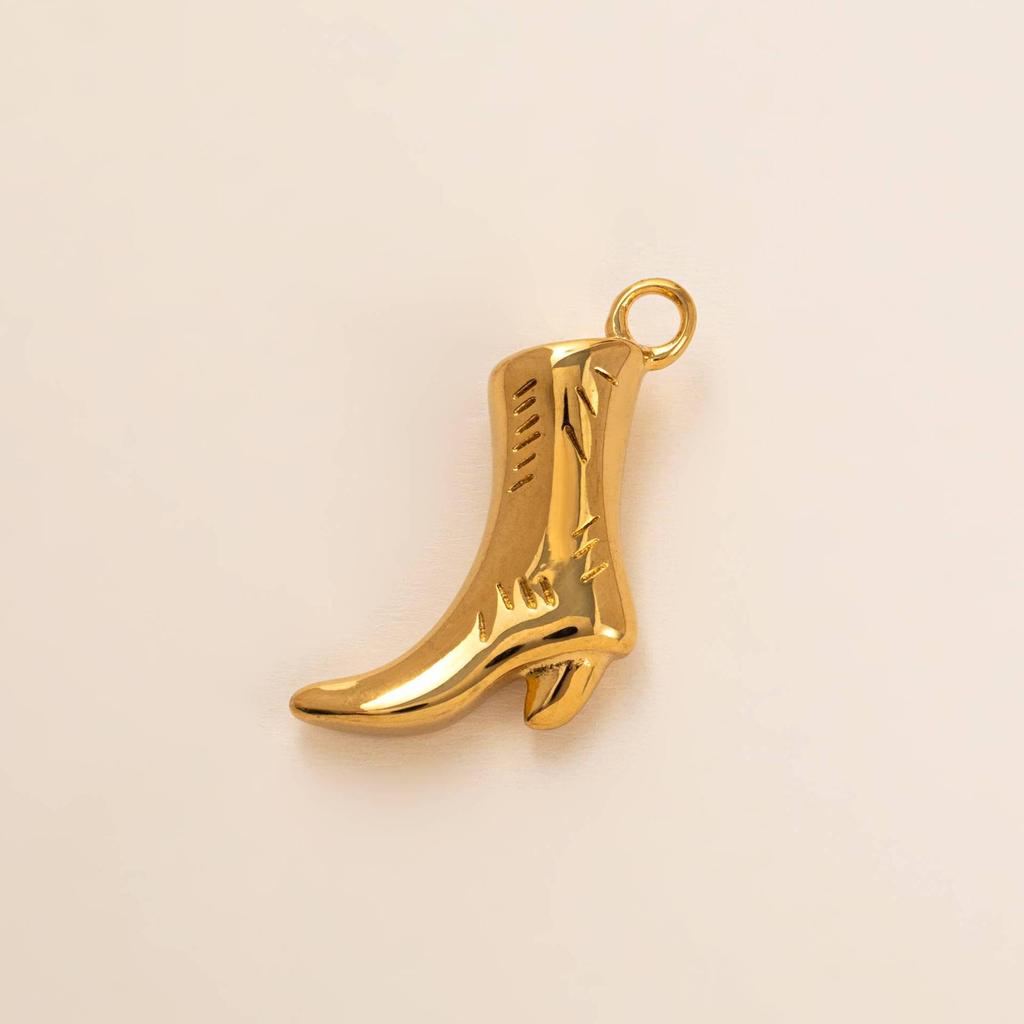 European & American Stainless Steel Boot Pendant - DIY Accessory with 18K Gold Color Retention