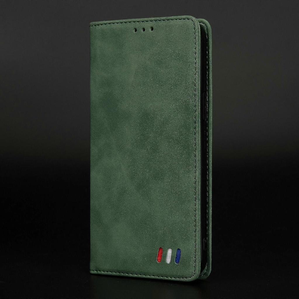Case Magnetic Close Wallet Book Flip Flip Split Standing View Leather Cover Shock-proof for Iphone 12 Mini- Green