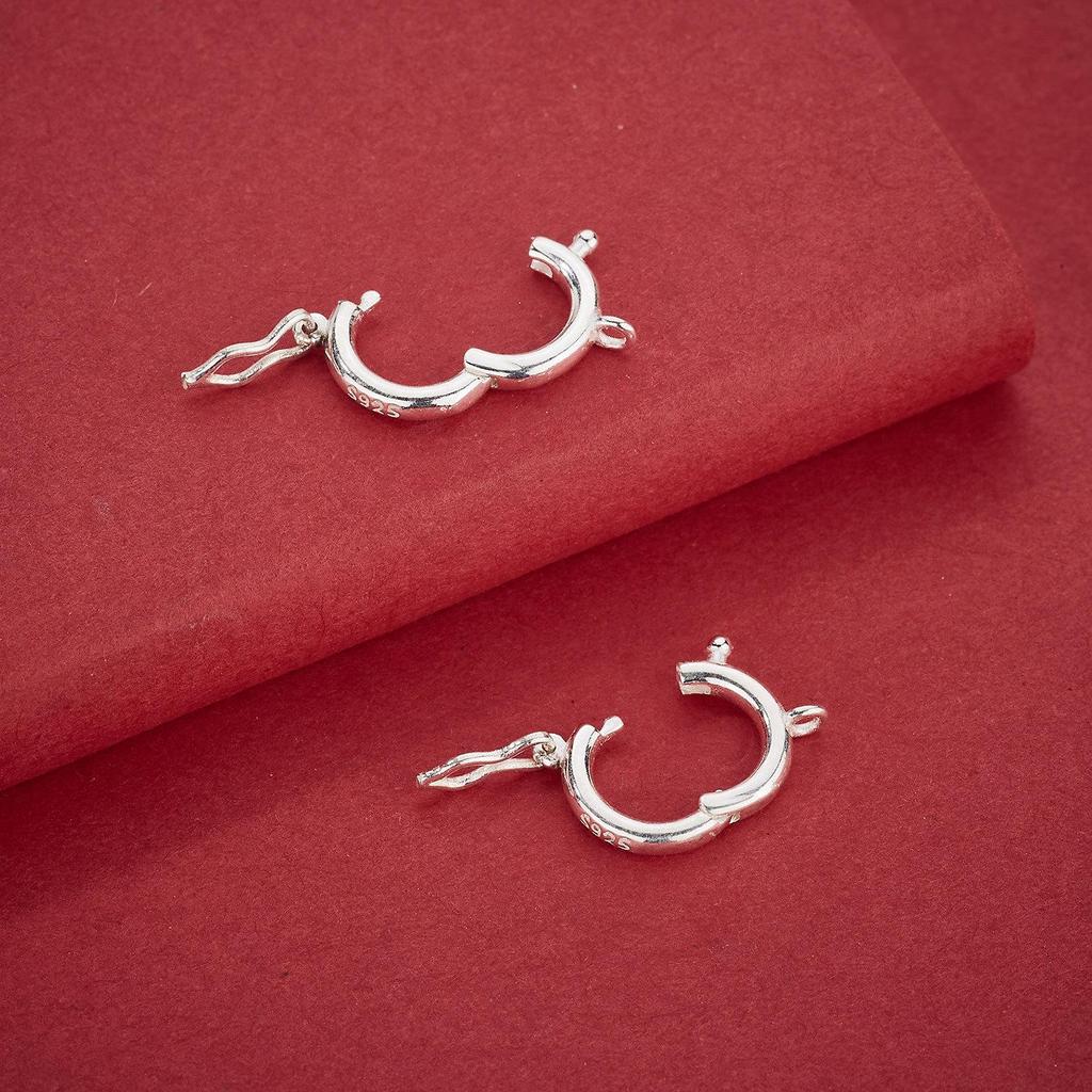S925 Sterling Silver Round Pendant Clasp for DIY Bracelet and Necklace Accessories