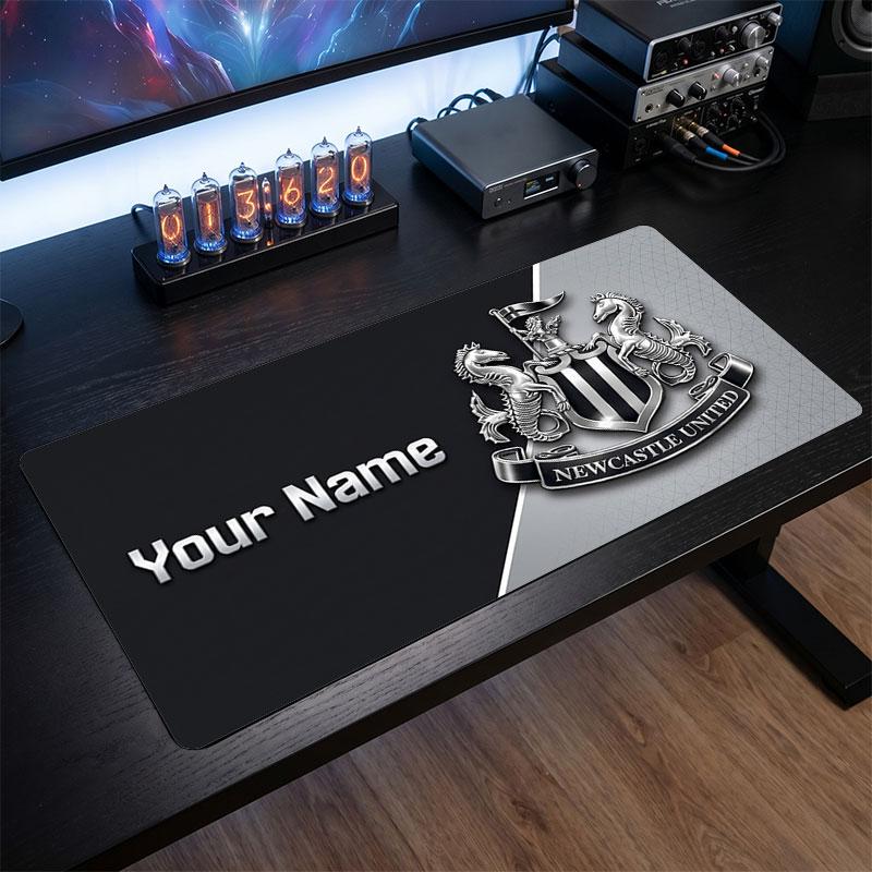 Newcastle United FC Custom Large Mouse Pad, Personalized Name Text Print, Football Logo Non‑Slip Desk Mat Gaming Gift