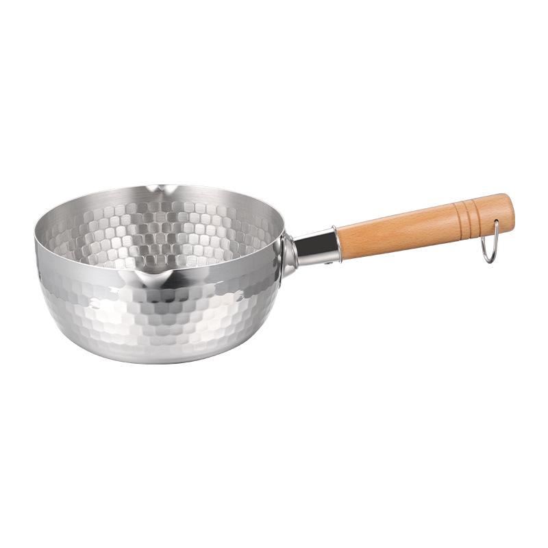 

Непокрытая кованая сковорода Юкихира из нержавеющей стали с деревянной ручкой для молока, детского питания, рамена и супов 18cm