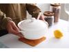 Double Ear Ceramic Soup Bowl Set with Lid - Microwave Safe, Includes Large Spoon and Tureen, Pure White, Creative Design (8 Bowls)
