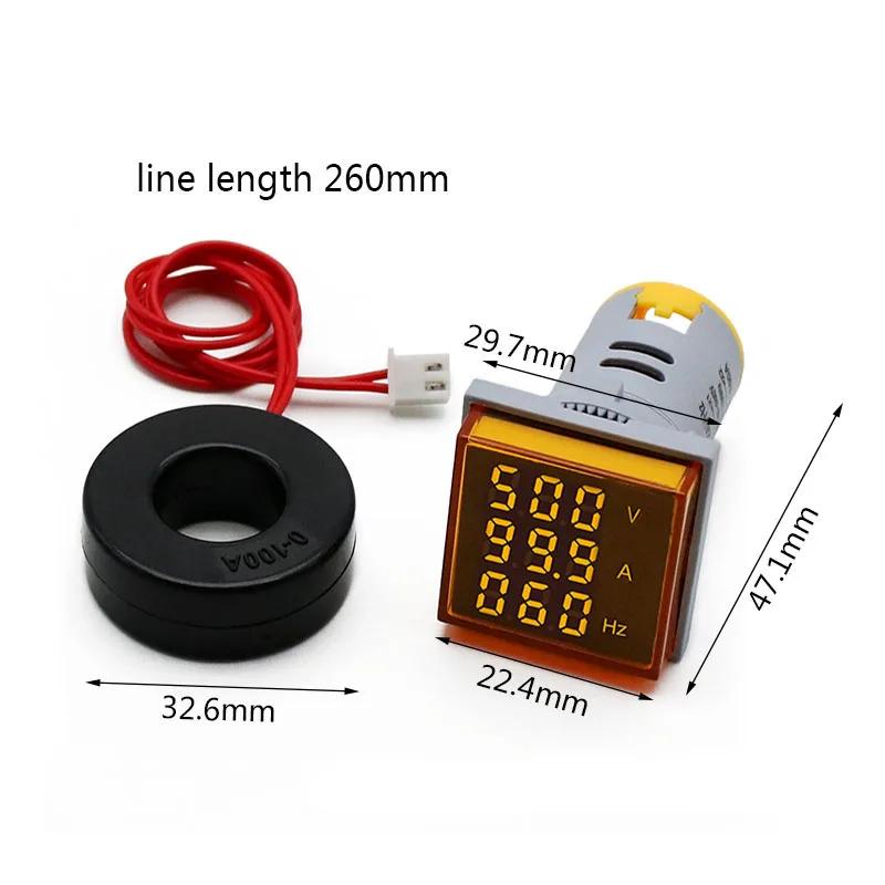 AC 60-500V 1-100A LED Digital Voltmeter Ammeter Hertz HZ Signal Lights 220V Voltage Current Meter Volt Amp Tester Detector
