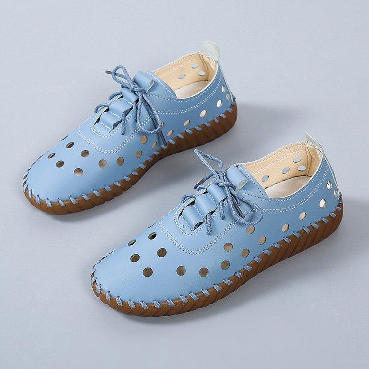 PiaoMT 2022 Women's Hollow Lace-up Sneakers, Flat Stitched Platform Shoes 35-43