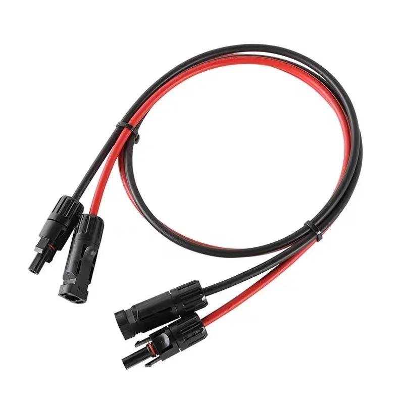 1Pair Solar Panel Extension Cable Copper Wire 6/4/2.5mm² 10/12/14AWG Black and Red with Connector Solar PV Cable