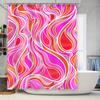 Vibrant Shower Curtain: Bold Red And Pink Wave Pattern For Bathroom Decor Modern Home Decoration Waterproof Fabric Shower Curtai