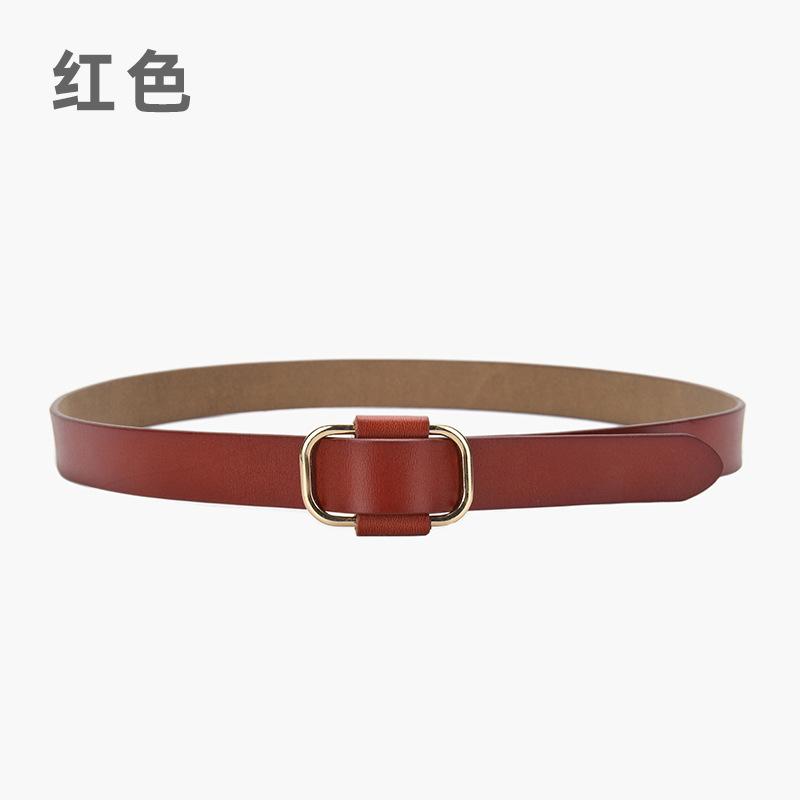 Four Seasons Available New Needle Free Square Buckle Women'S Belt Casual Leather Belt Simple Retro Fashion Pure Leather Belt