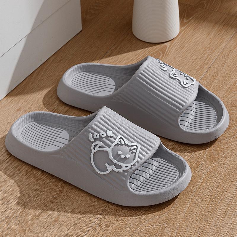 Cool slippers female cartoon cute home stepping on shit feeling bathroom non-slip thick bottom EVA slippers male