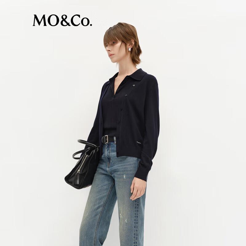 MO&Co. C+ Series Merino Wool V-Neck Cardigan