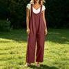 Damen Freizeit Ärmelloser Lockerer Jumpsuit mit Weiter Beinen und Taschen für den Alltag