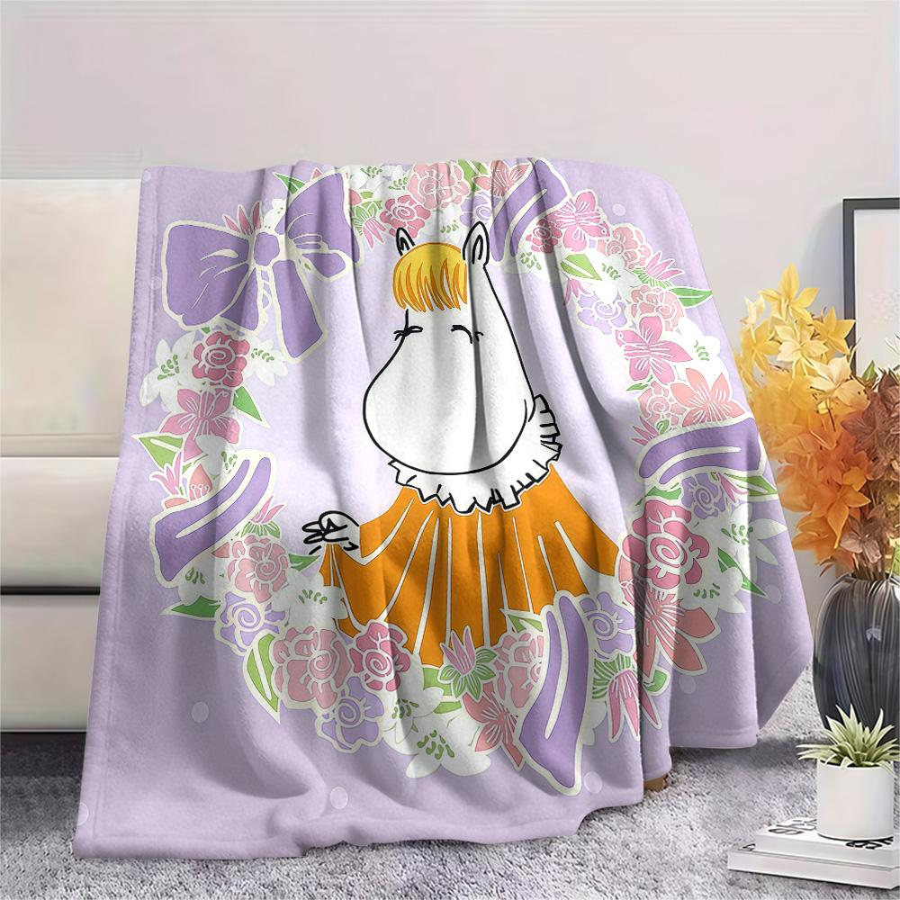 Moomin2 Flannel Blanket, High quality Comfortable for All Seasons, Home Decor, Warmth and Comfort