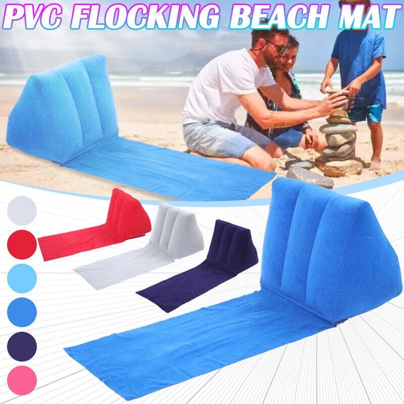 Large Pvc Velvet Inflatable Triangle Cushion For Beach/camping Gray/blue/pink