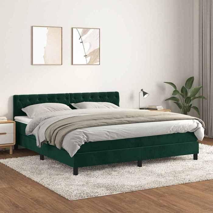 Maison Exclusive - Sommier à lattes de lit et matelas Vert foncé 160x200cm Velours