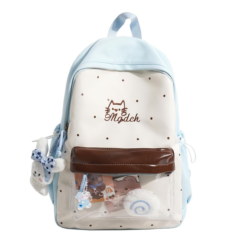Schoolbag Cute College School Bag Female Junior High School Student Elementary School Student Versatile Girl Transparent Backpack Ins Japanese