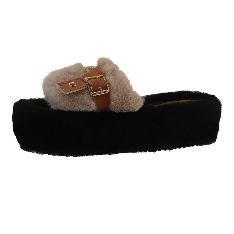 

Mao Mao slippers women s new autumn and winter cotton slippers indoor home furry one-word drag 40 хакі