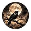 Waterproof PVC Wall Art Halloween Raven Moon Static Glass Sticker, Removable Window Decals, Vintage Dead Branch Murals Crow Cling for Home
