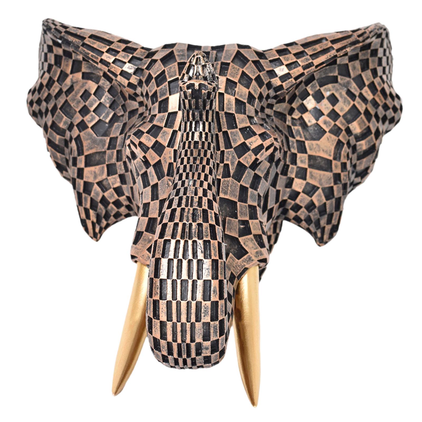 

Elephant Head Wall Sculpture Resin Animal Art Modern European Style Decorative Ornament for Living Room бронзовий