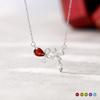 Natural crystal stone s925 sterling silver necklace women's light luxury garnet olivine butterfly love flower niche collarbone chain