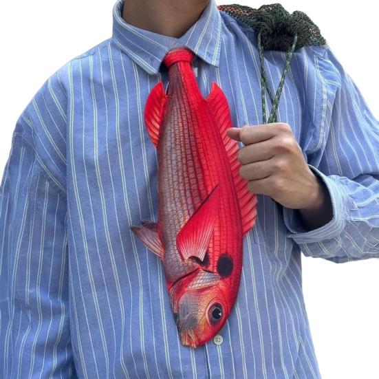 Men Shirt Tie 3D Fish Monkey Design Velvet Necktie Animal Bow Tie Neckwear Realistic Texture Versatile Style Necktie