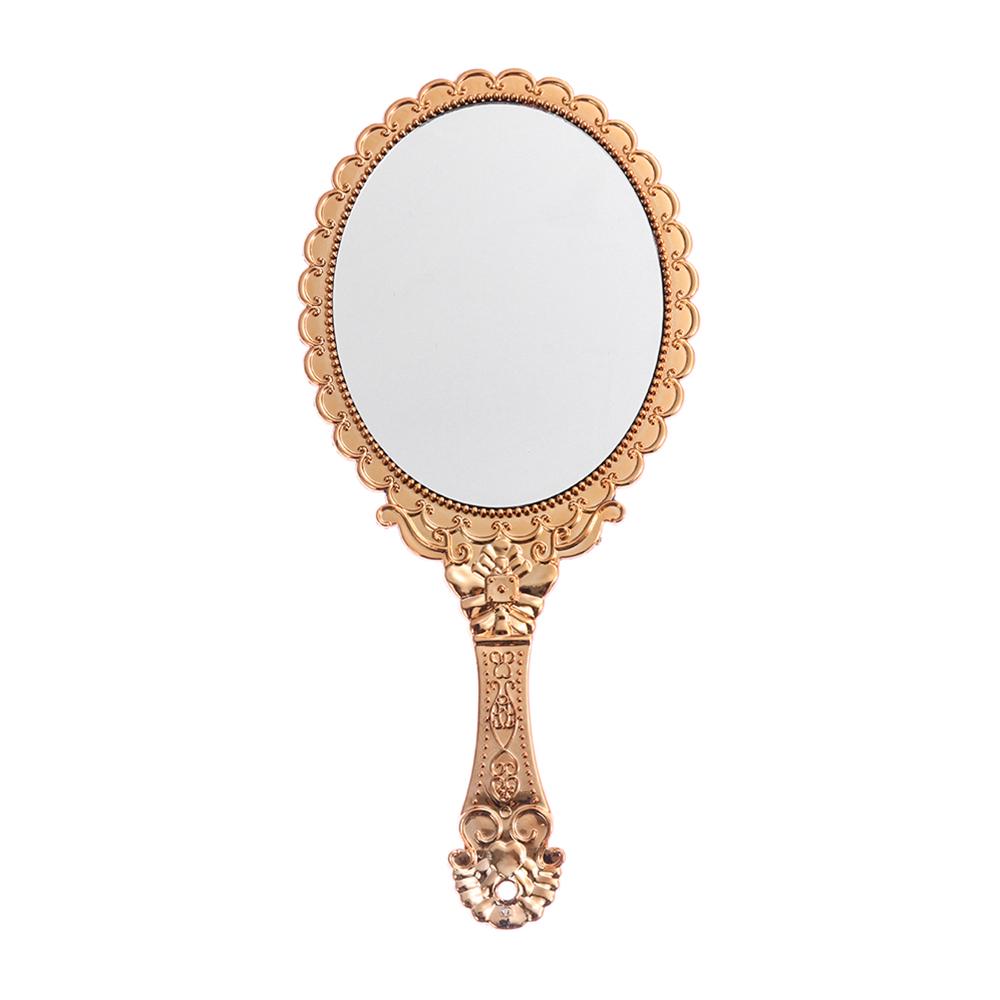1PC Vintage Oval-Shape HandHeld Mirror Women Girls Standing Makeup Dresser Mirror Vanity Mirror Makeup Supplies