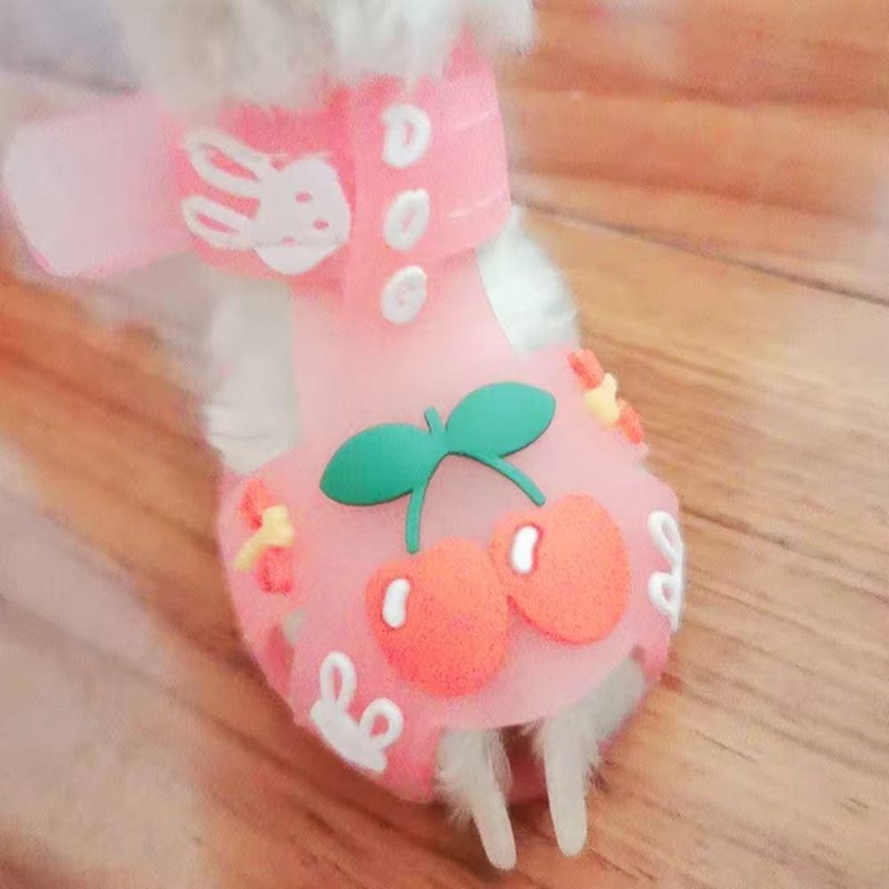 4Pcs/Set Cartoon Breathable Dog Shoes Non-slip Dog Paw Protector for Hot Roads