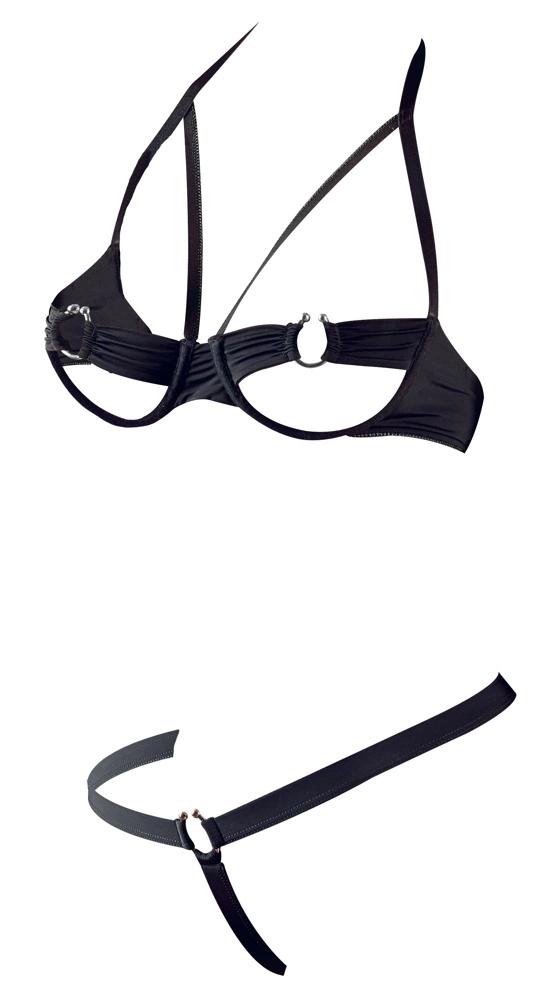 Cottelli LINGERIE - Sexy Open Bra + Thong Black 75B/S