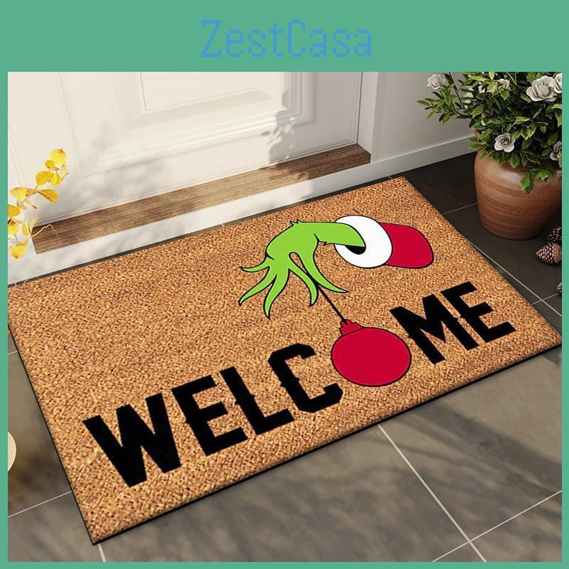 Grinch Entry Christmas Door Mat Christmas Eve Decorative Floor Mat Foot Mat Carpet