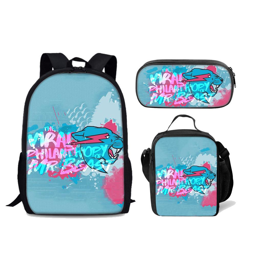 Mr Beast Lightning Cat Triset With Padded Shoulder Straps For Casual Daypack And School