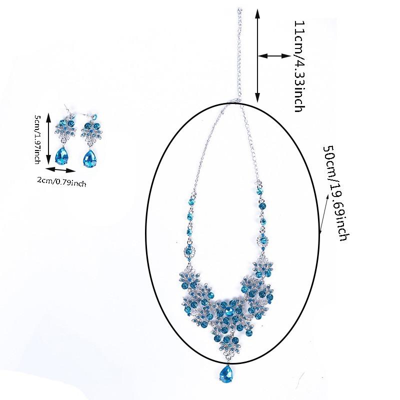 European and American Bride Drop Earrings Necklace Set Adjustable Pendant Necklace