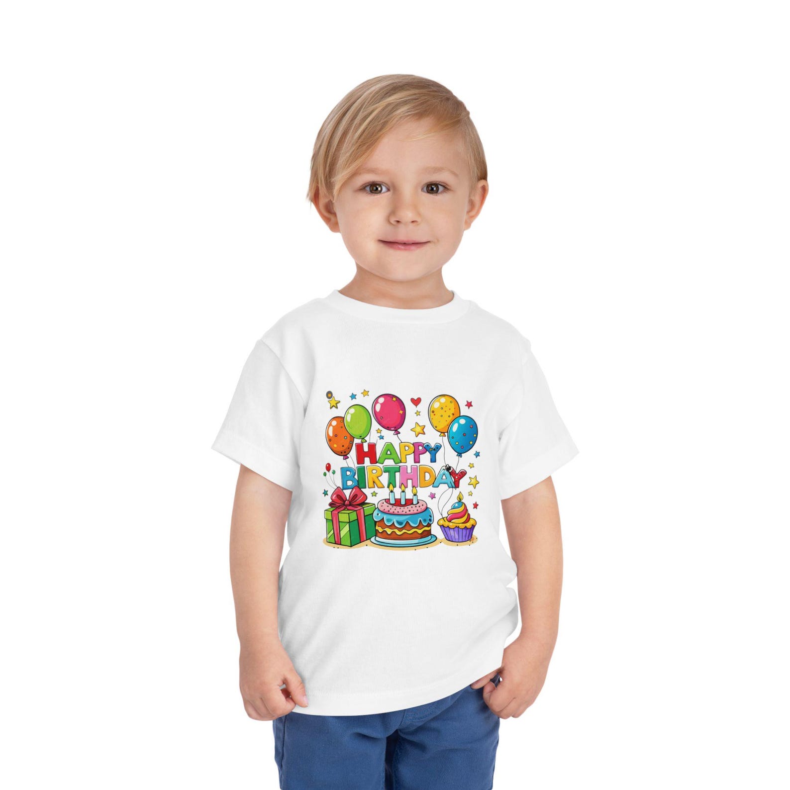 Happy Birthday Balloons Cake Toddler Tee | Birthday Party Shirt 140