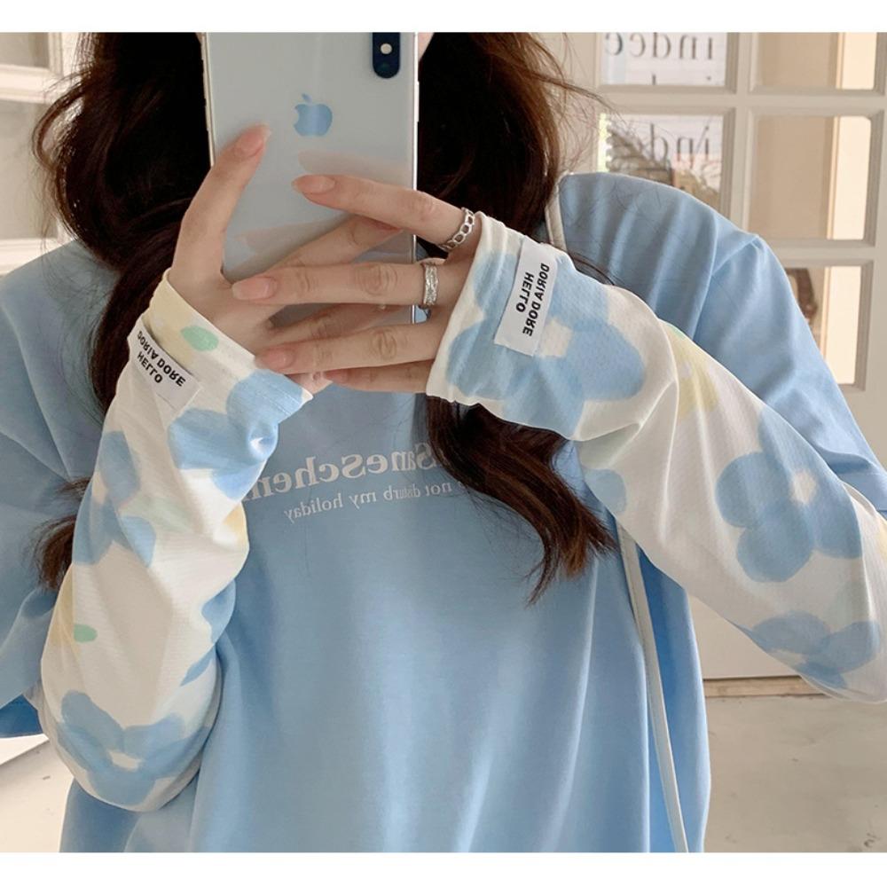 Ice Silk Printed Sleeves Elastic Sunscreen Sleeves Practical Long Gloves