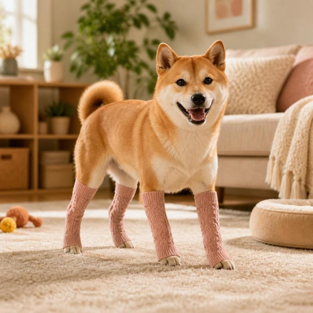 4Pcs Stretchy Dog Knee Protector Joint Protection Pet Leg Warmer Dog Knee Socks  for Dogs Cats