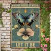 Tin Sign with Quote Whisper Words of Let It Be Vintage Floral Metal Wall Art Retro Cottagecore Garden Aesthetic Plaque for Be