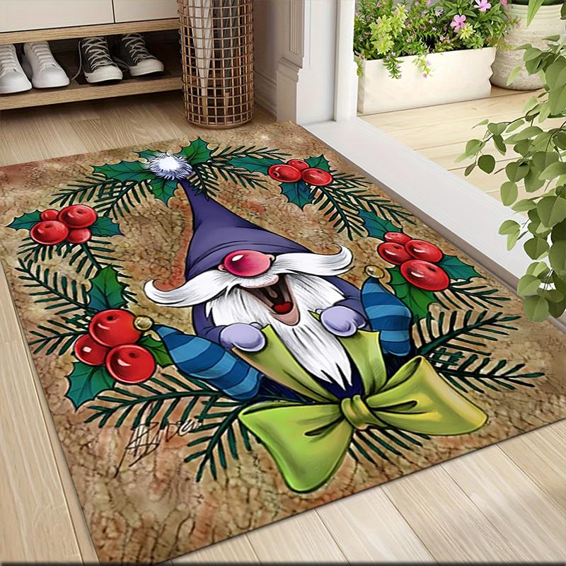 1Pc Gnome Christmas Tree Celebration Carpet Rug Soft Washable Antislip Home Living Room Sofa Mats Personalized Christmas Rug