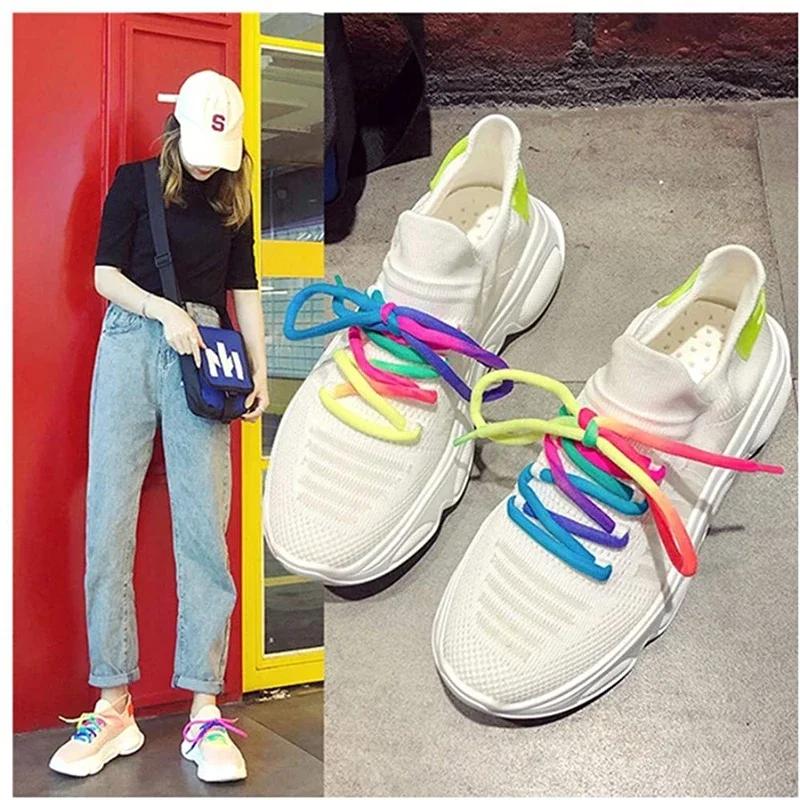1 Pair Fashion Rainbow Shoelaces Color Shoelaces Canvas Athletic Colorful Shoe Lace Sport Sneaker Shoe Laces Strings 100CM/120CM