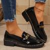 Women's Spring/Autumn Loafers - New Style Round-Toe British-Style Chunky Sole Height-Enhancing Slip-On College Shoes